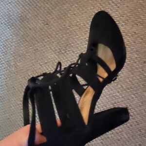 Wild Diva Black Elegant Suede Heels